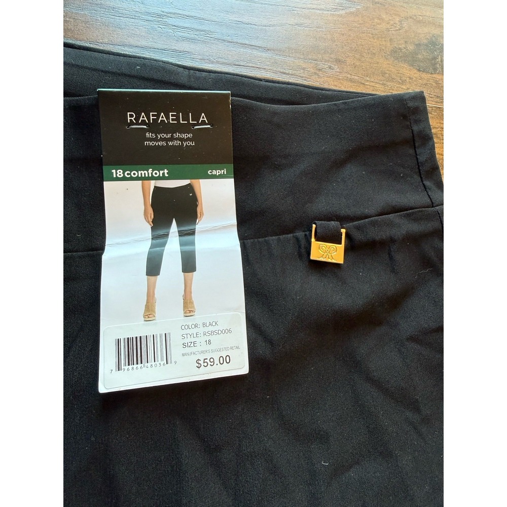 Rafaella 18Comfort Capri Career Pants Women's Size 18 Black Pull On Stretch NWT - Picture 5 of 7
